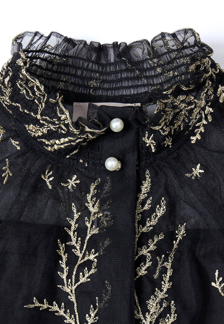 Broderie Dorée Tulle Blouse