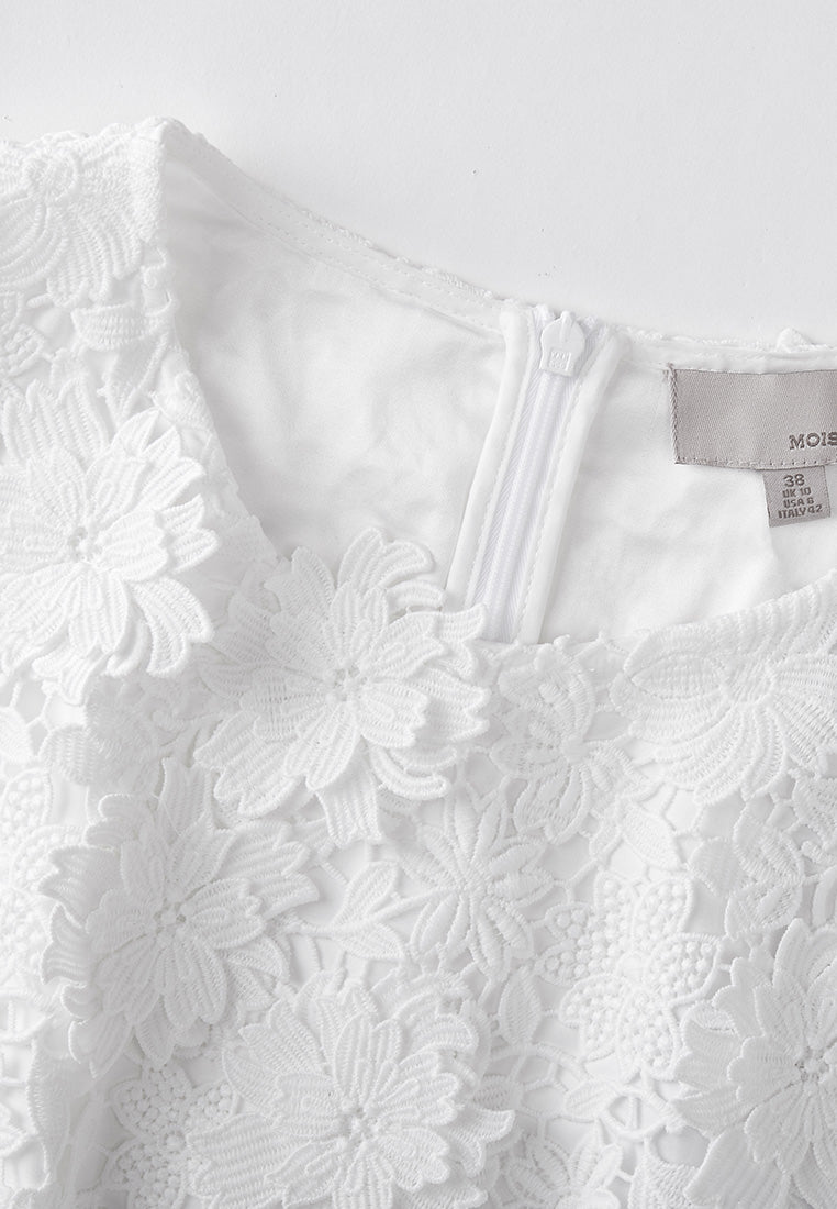 White Lace Sleeveless Midi Dress