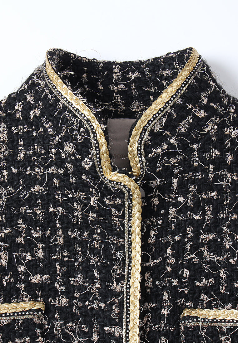 Lumière Contrast Trim Mandarin Coat