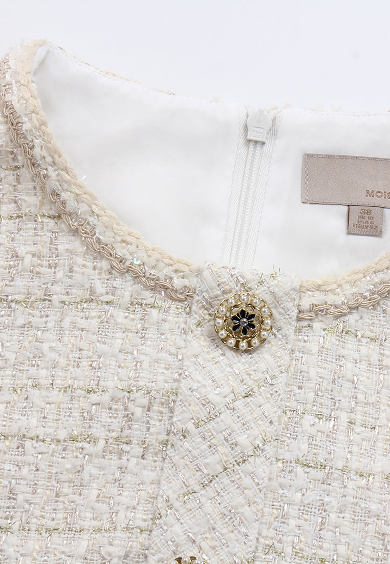 Ivory Tweed Elegance Dress