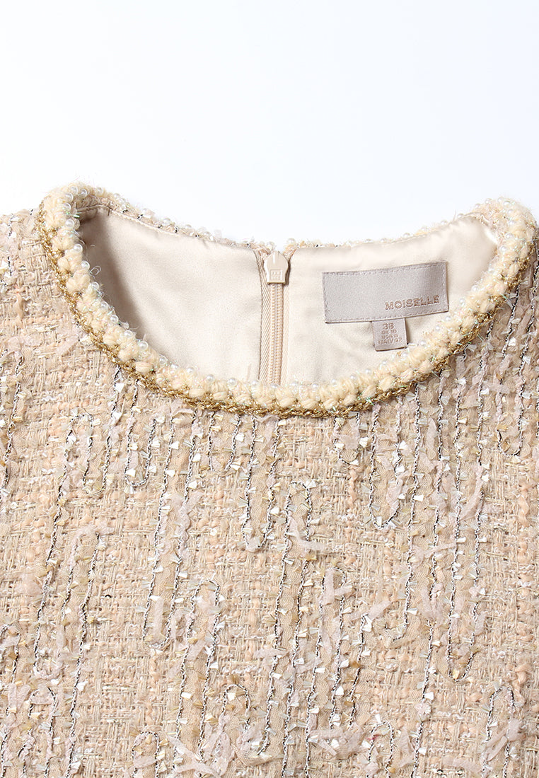 Champagne Bijou Tweed Dress