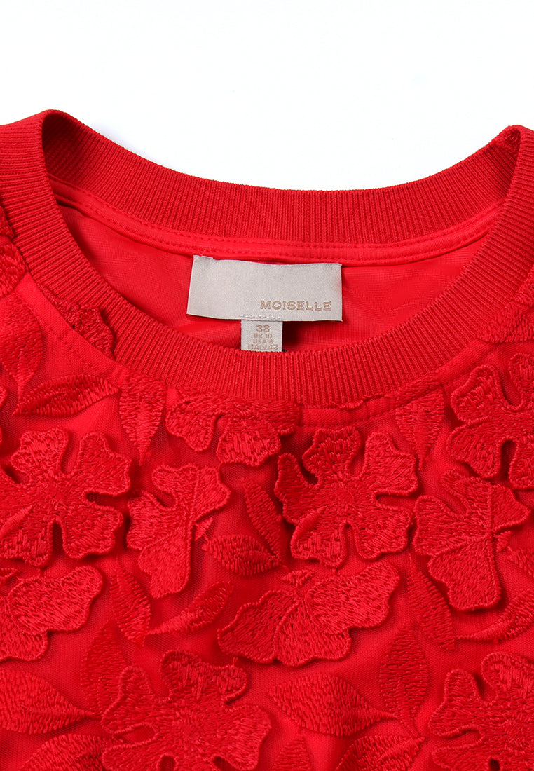 Scarlet Bloom Embellished Top