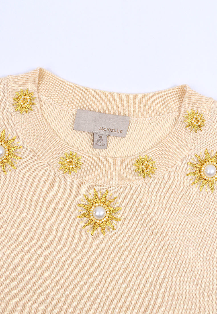 Soleil Impérial Embellished Knit Sweater