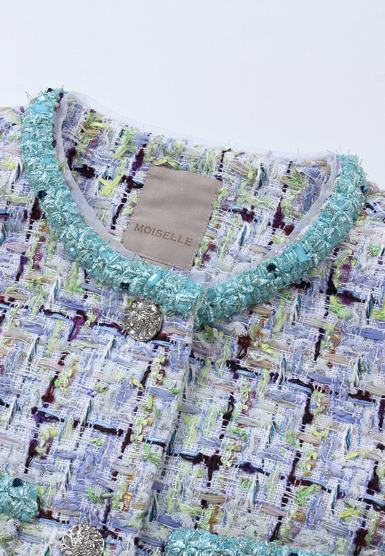 Azure Trim Tweed Jacket