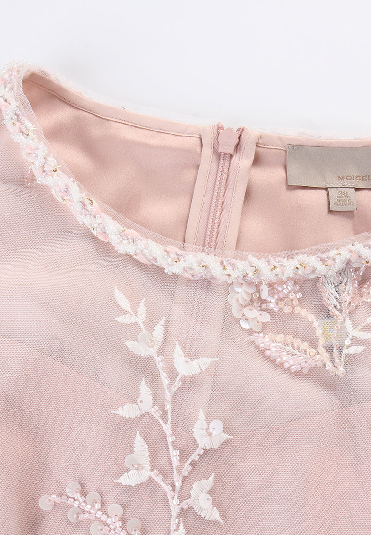 Rosé Enchanté Embroidered Dress
