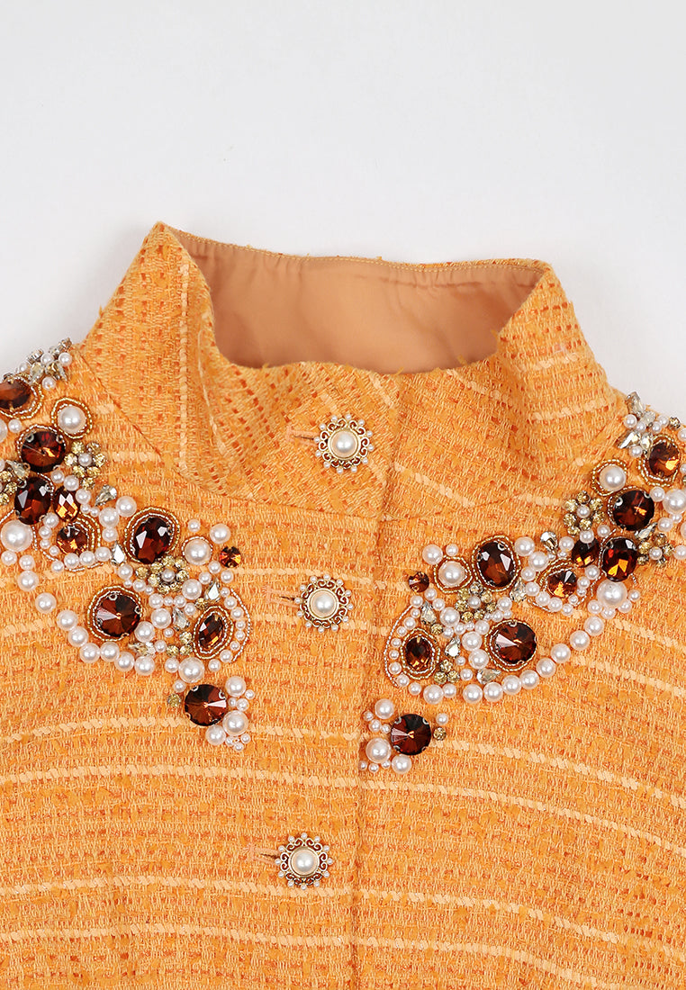 Orange Tweed Perle Bijou Jacket
