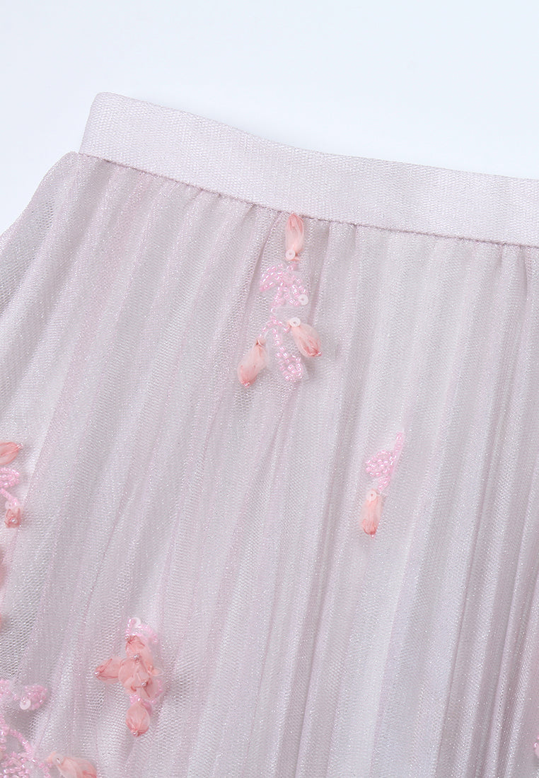 Blush Bloom Pleated Skirt