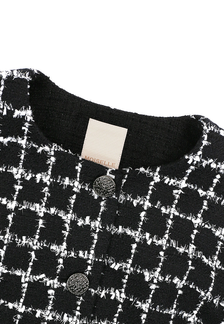 Noir Blanc Tweed Carreau Jacket