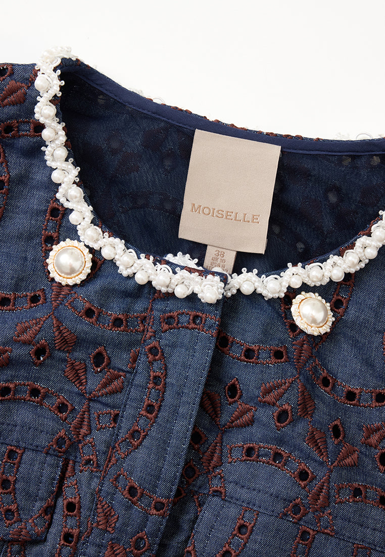 Contrast Embroidered Monogram Jacket