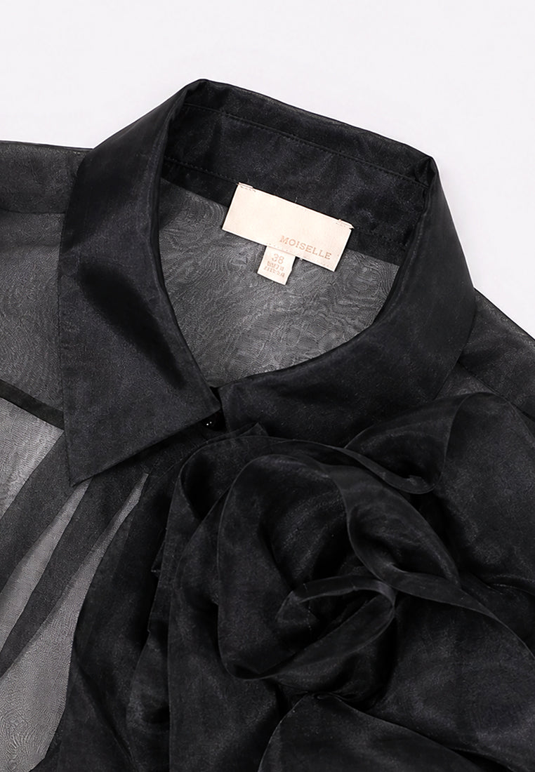 Noir Volant Majesté Sheer Blouse