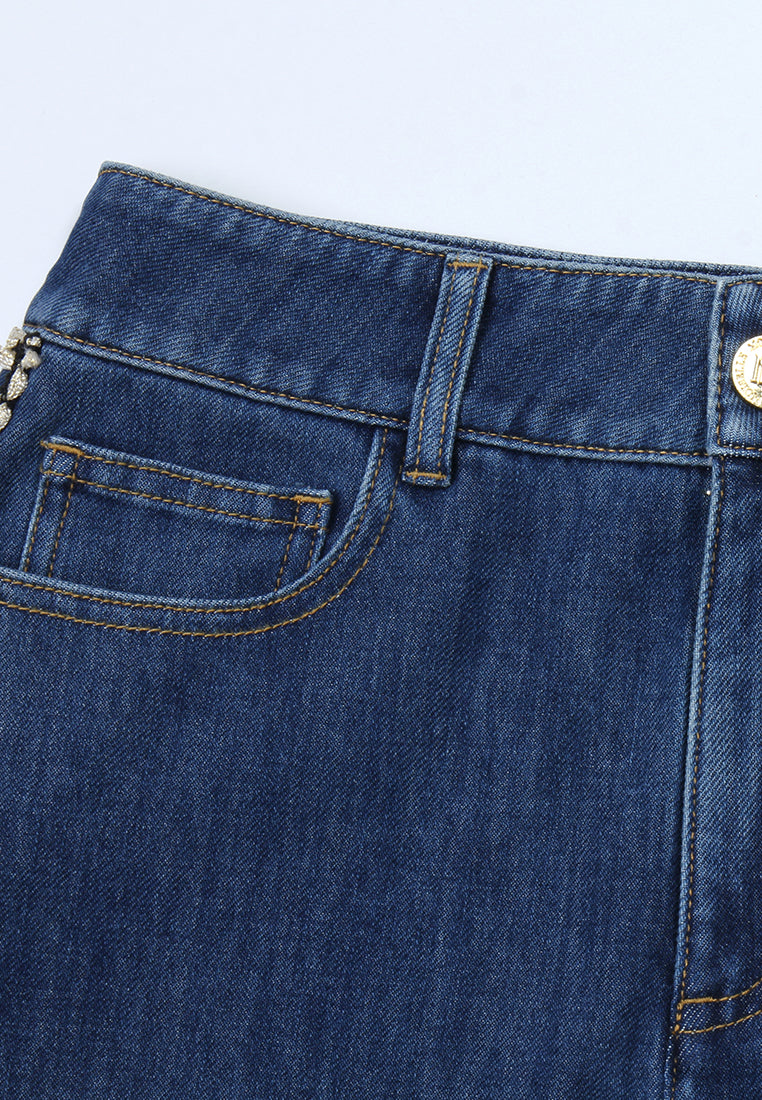 Indigo Frog Loop Trim Jeans