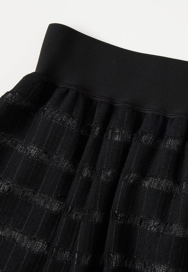 Elasticated-waistband Stripped Tweed Maxi Skirt