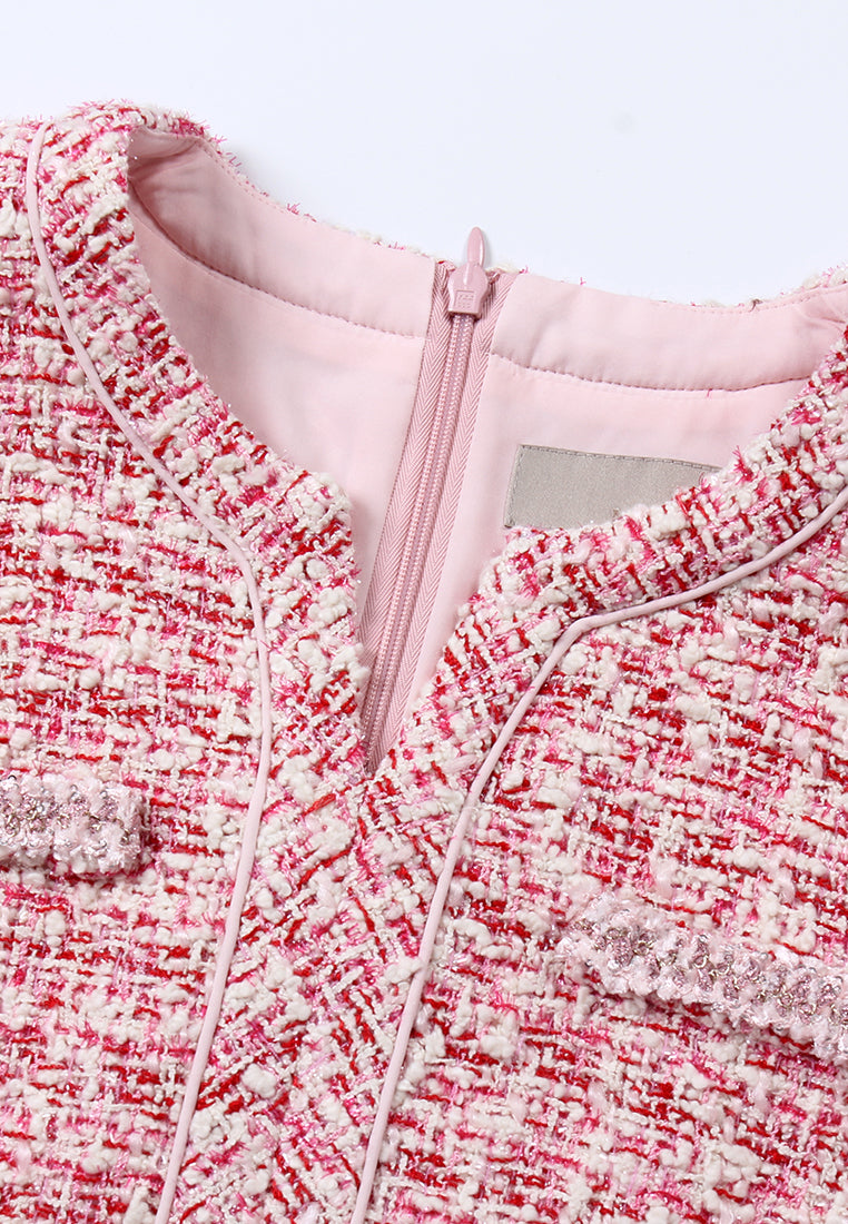 Crimson Weave Pocket Dress