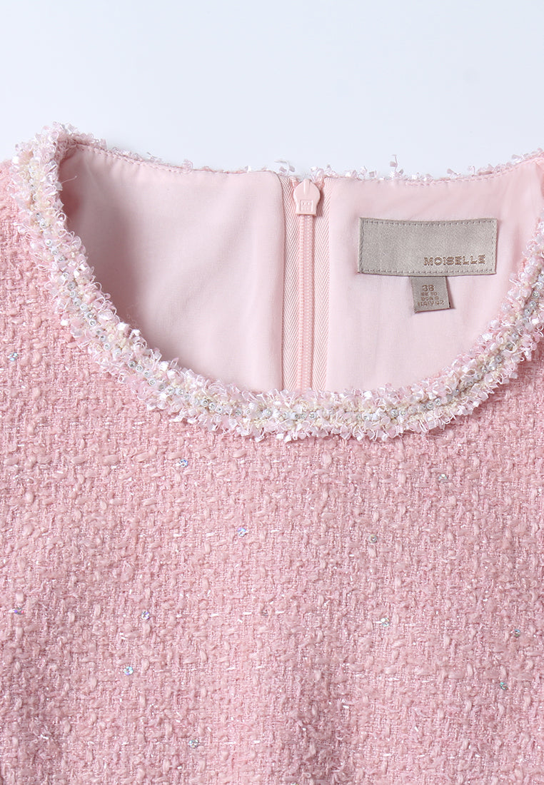 Rose Frange Tweed Dress