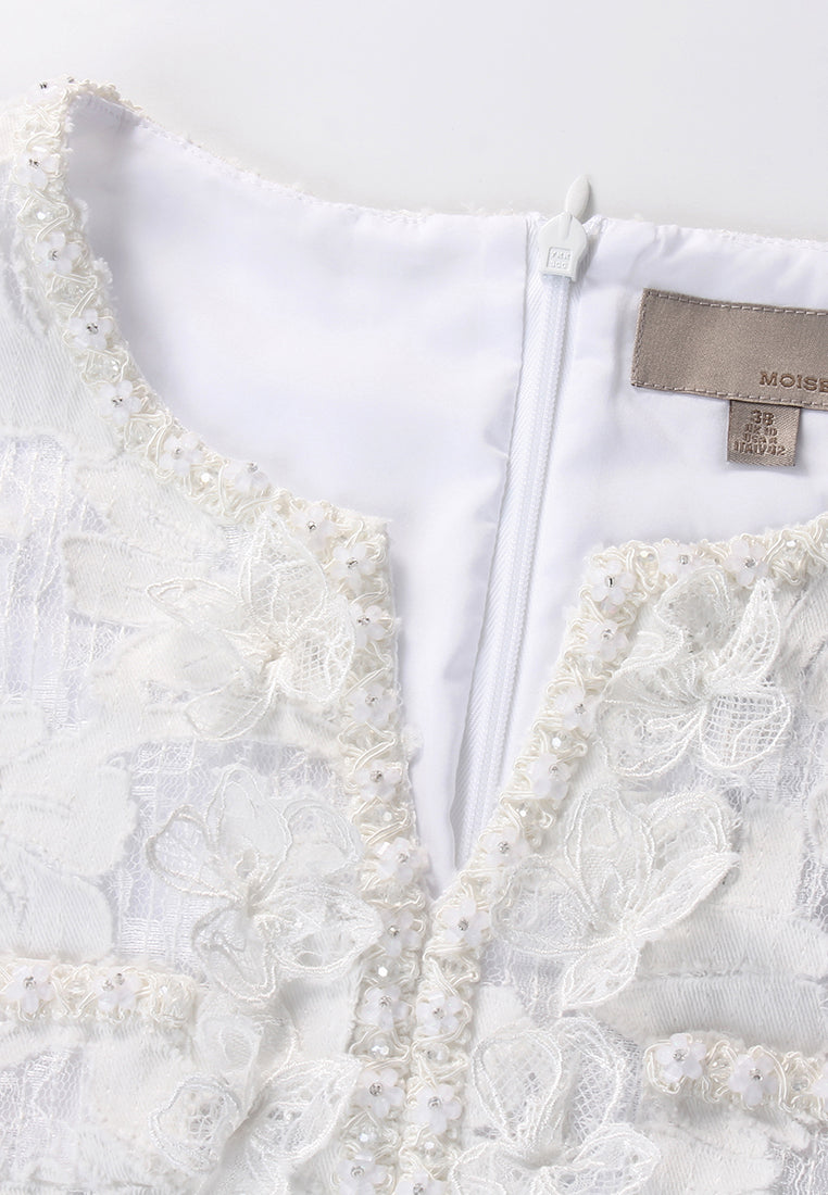Blanc Élégance Florale Dress