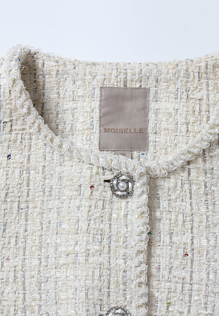 Crème Dentelle Chiffon Jacket