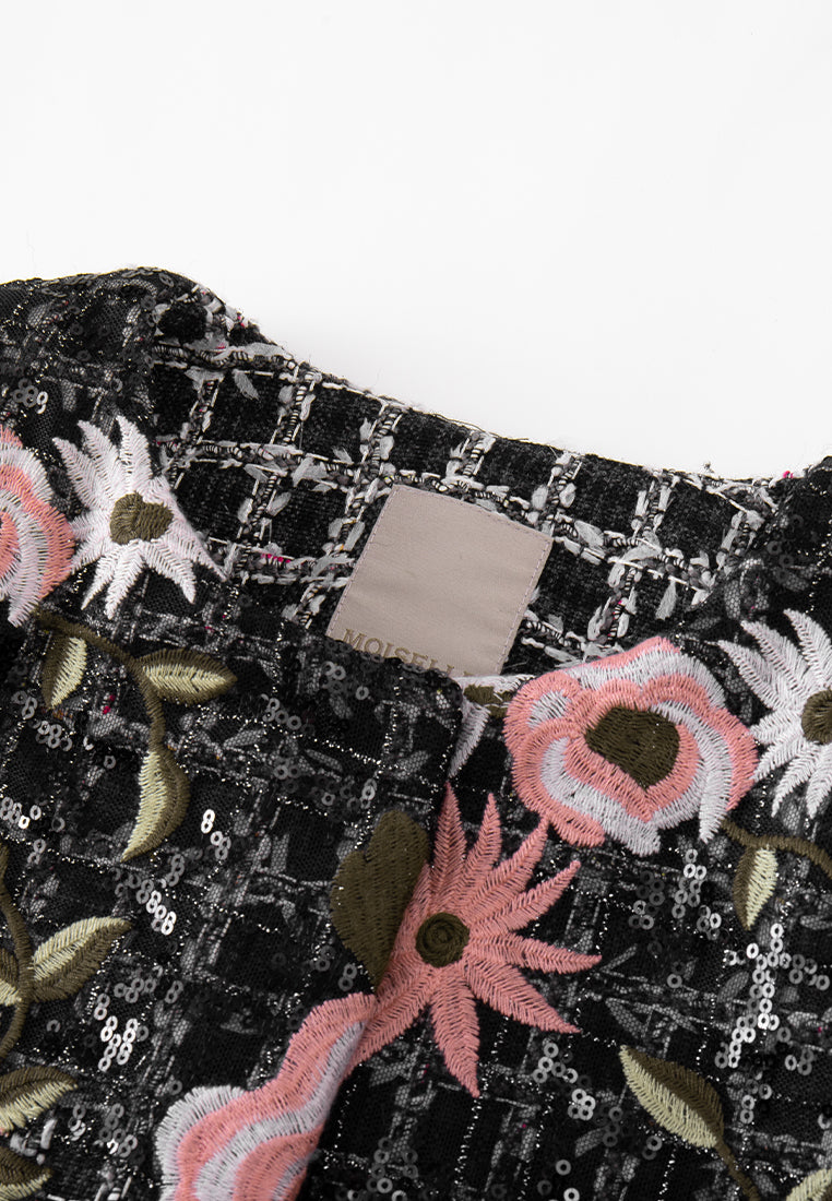 Sequine-detail Embroidered Cropped Jacket