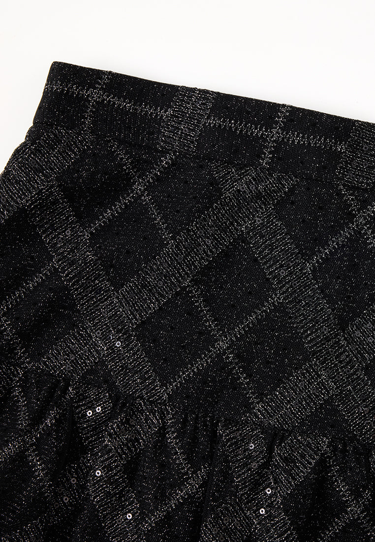 Layered Lurex-diamond Mesh Maxi Skirt