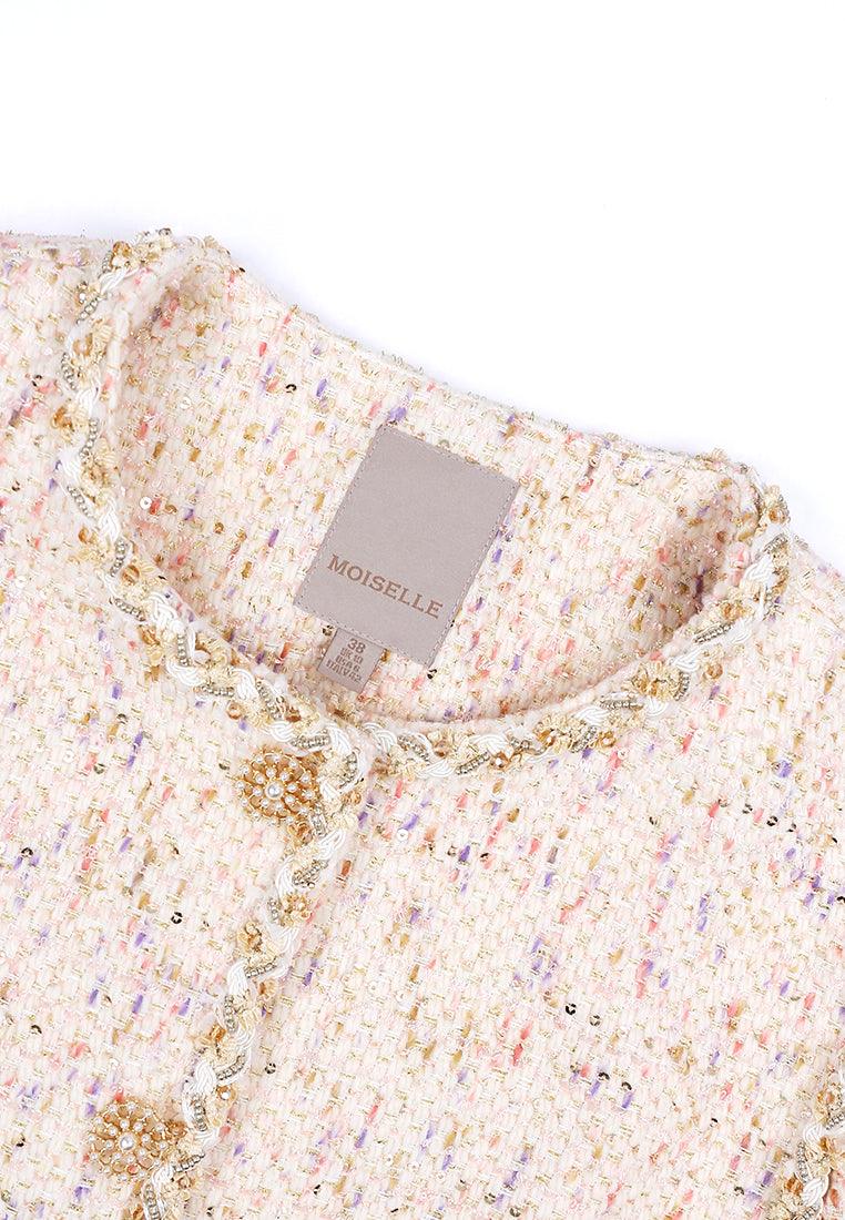Crème Tweed Doré Tresse Jacket