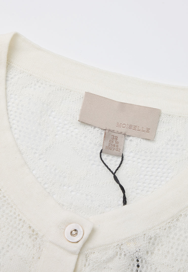 Knitted Floral-pattern Mesh Cardigan