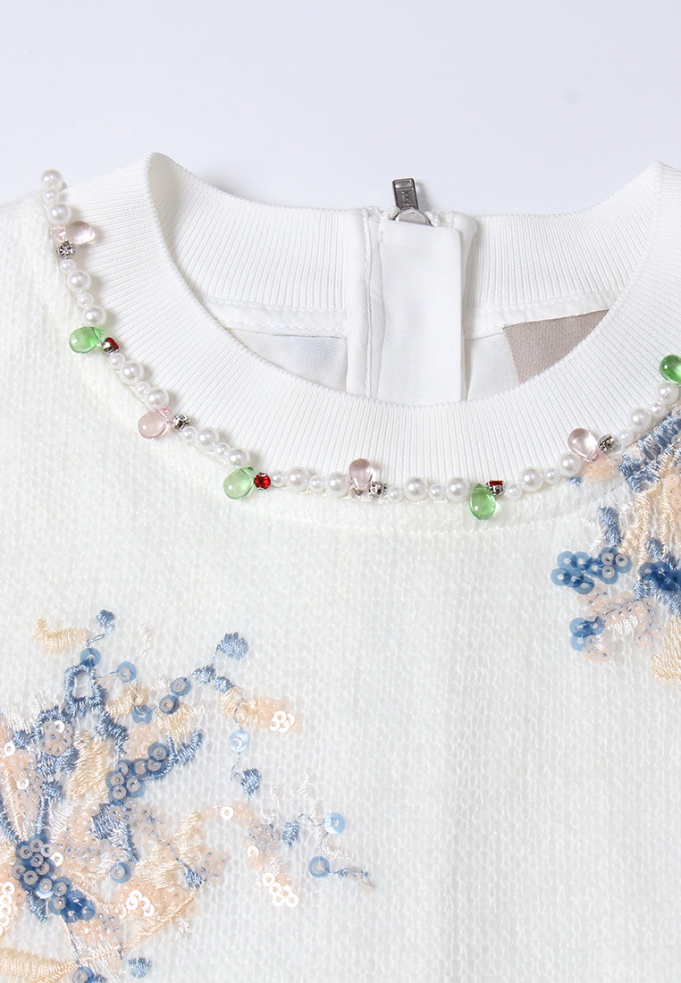 Embellished Floral-motif Sweatshirt