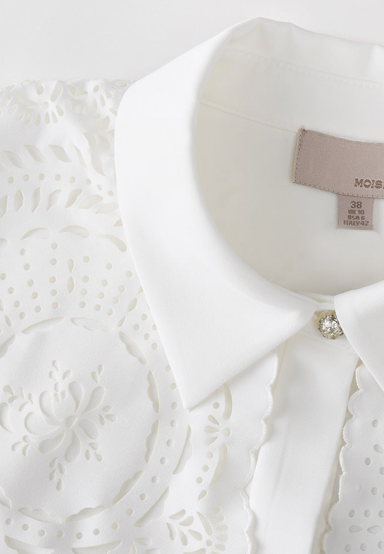 White Lace Peter Pan Collar Shirt