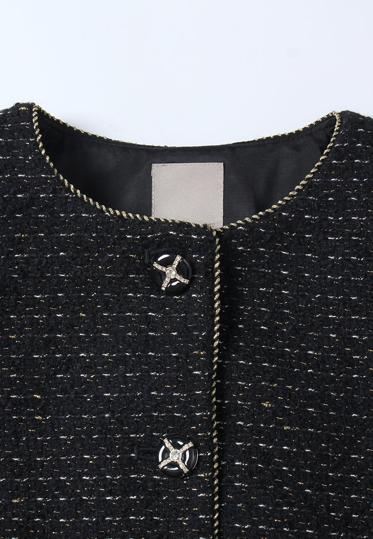 Minuit Chain-Belt Tweed Dress