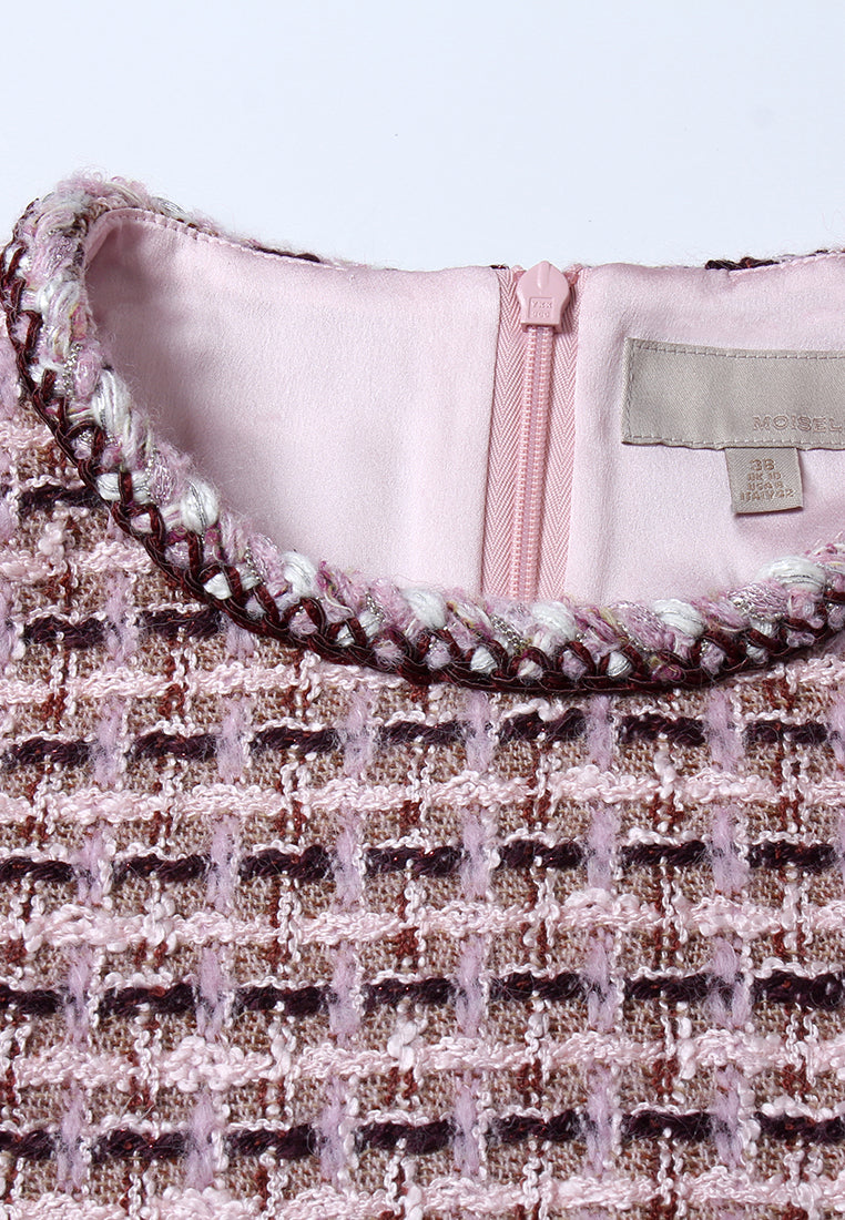 Rose Étoilé Robe en Tweed Carreaux