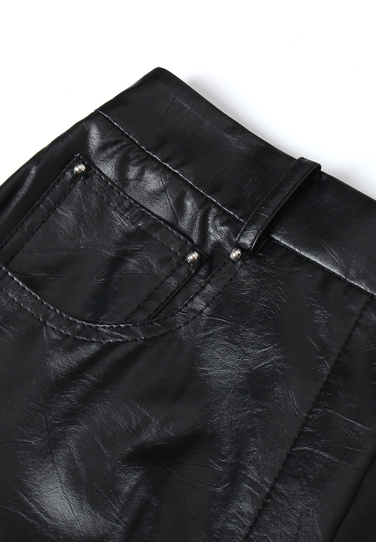 Noir Cuir Wide-Leg Trousers