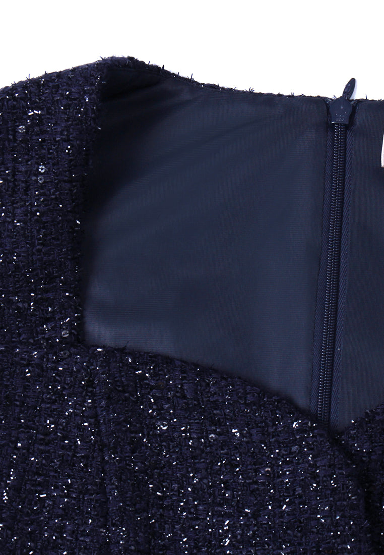 Lurex Tweed Scallop-Hem Dress