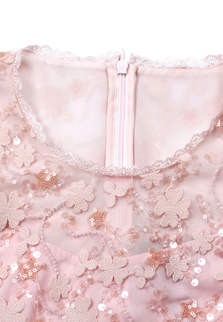 Blush Elegance Embroidered Midi Dress