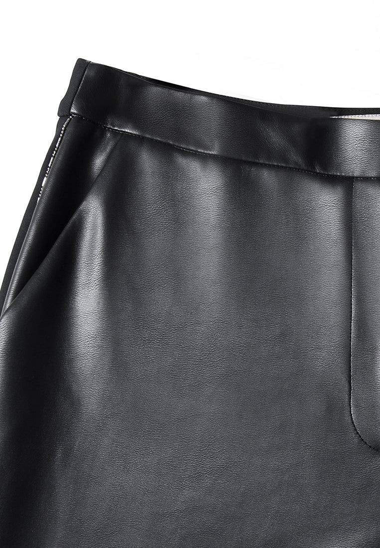 Noir Lustré Straight-Leg Pants