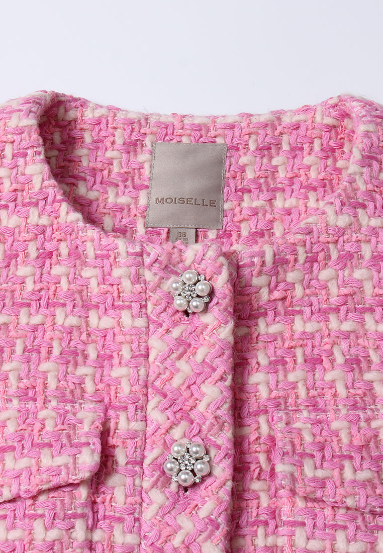 Embellished-button Tweed Cropped Jacket