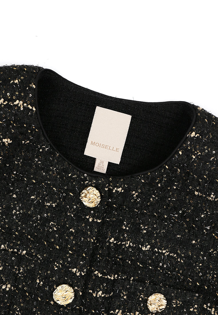 Noir Tweed Métal Doré Jacket