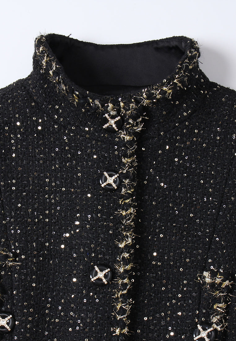 Frayed Lurex-trim Sleeveless Coat