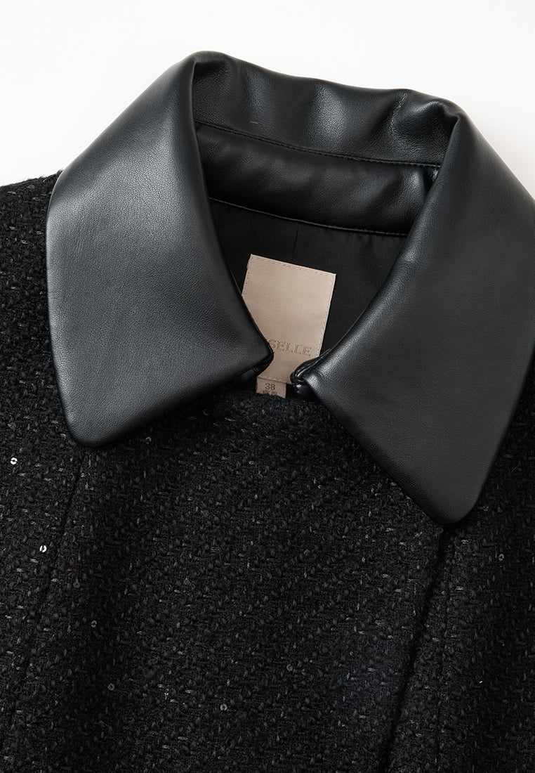 Structured Double-breasted Faux Leather Top