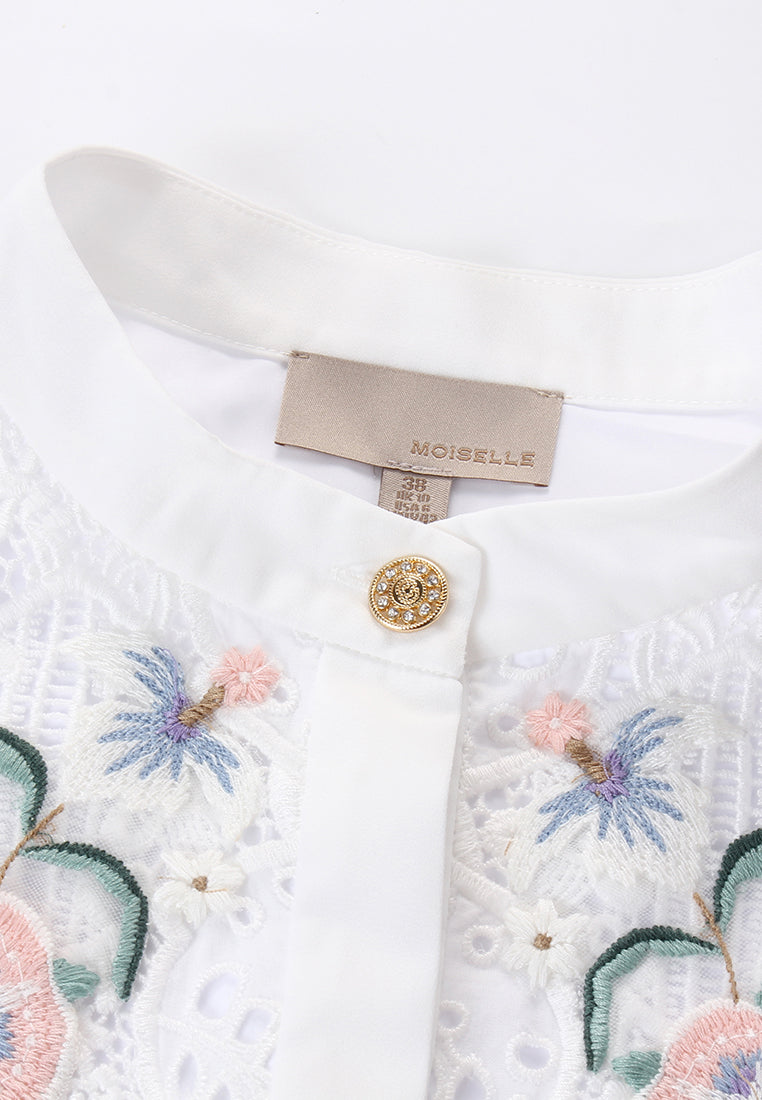 Ivory Dentelle Fleuris Blouse