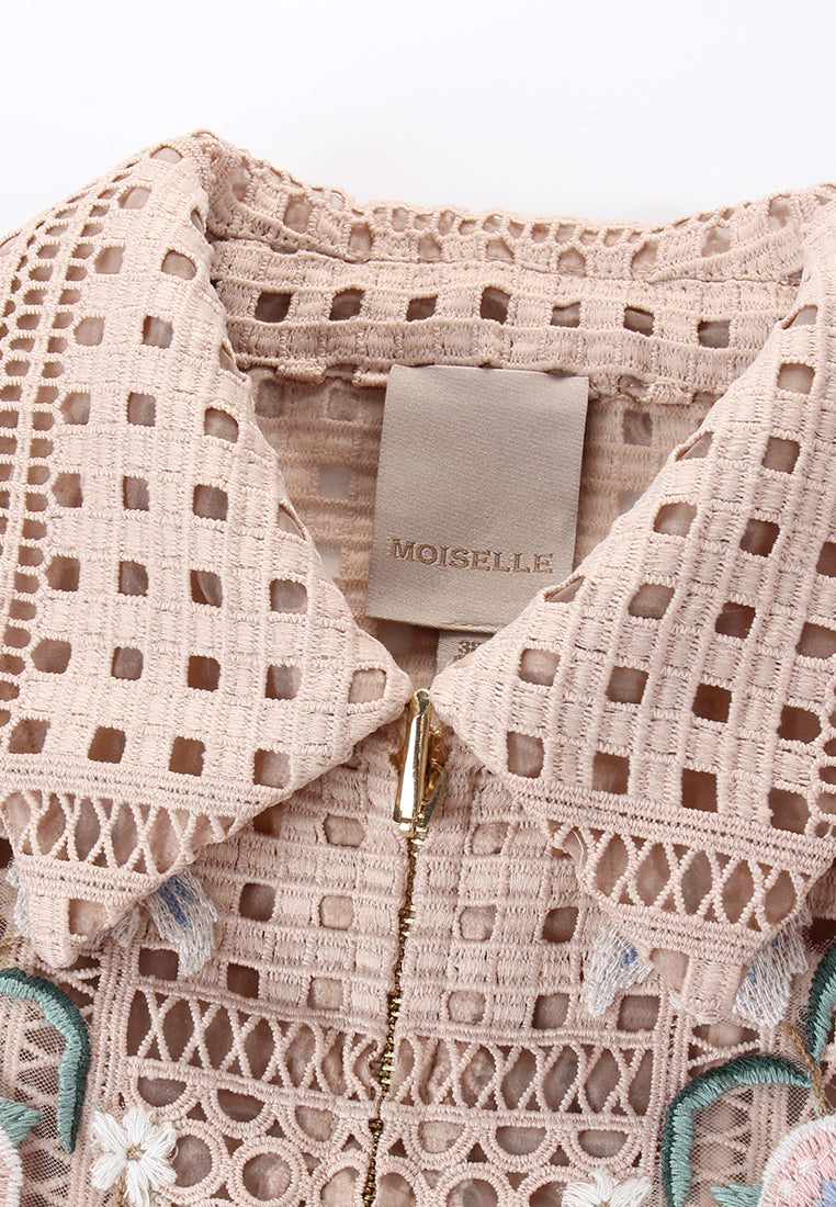 Beige Dentelle Fleuris Jacket