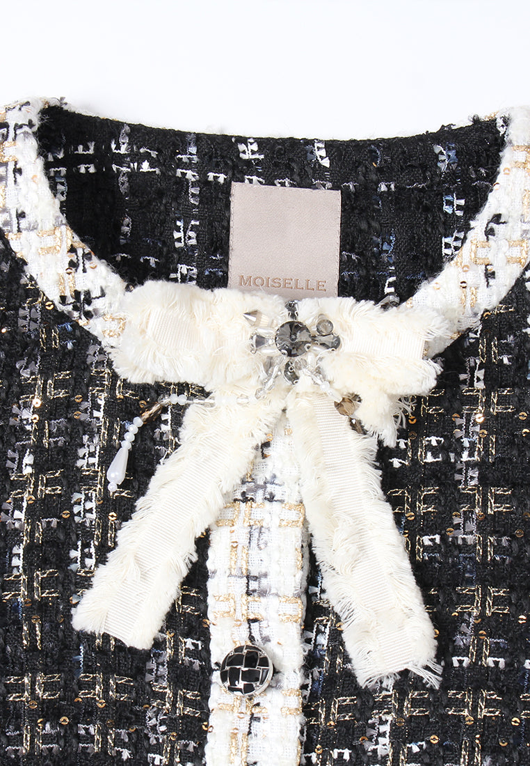 Bijou Bow Trim Tweed Jacket