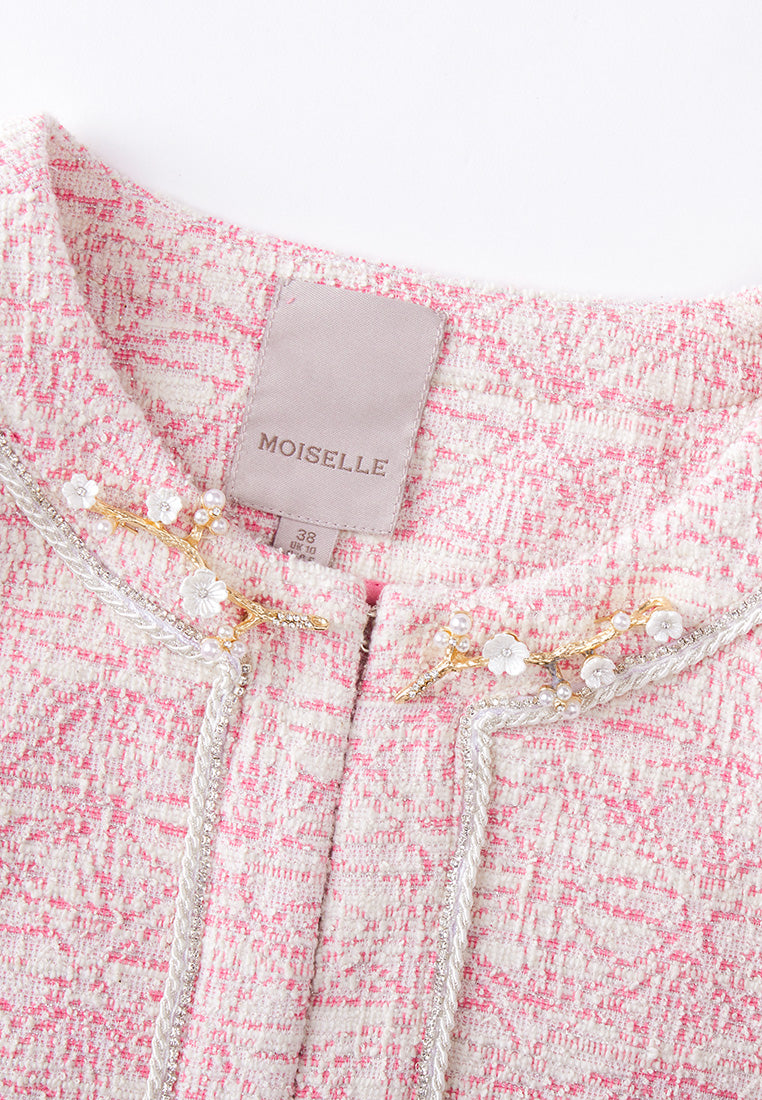Digitized Pink Tweed Jacket MOISELLE