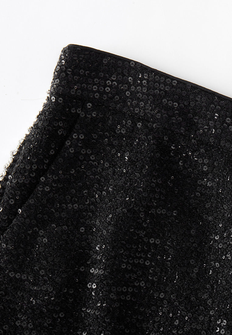 Sequined Crystal-trim Slit-detail Shorts