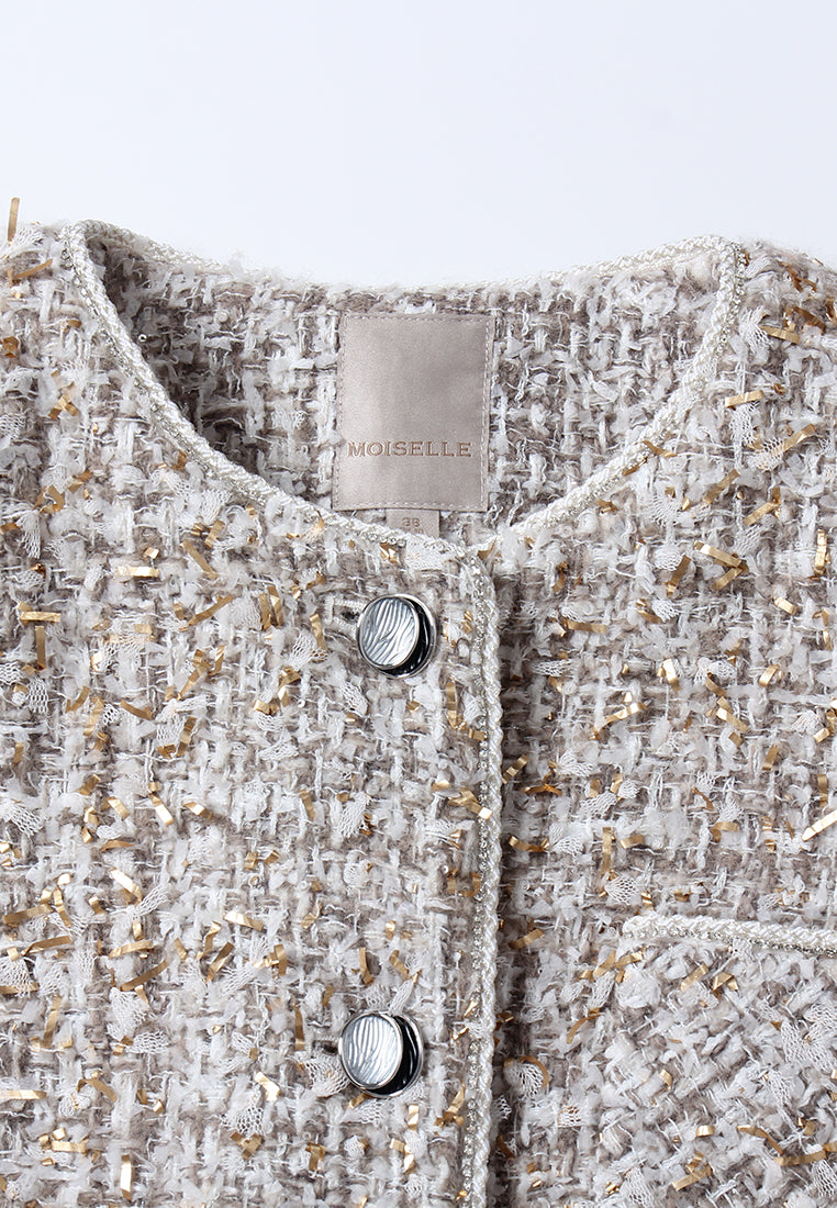 Champagne Bijou Tweed Robe