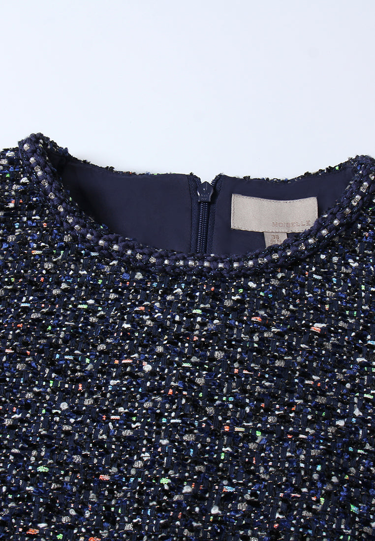 Tweed Bodice Balloon Skirt Dress