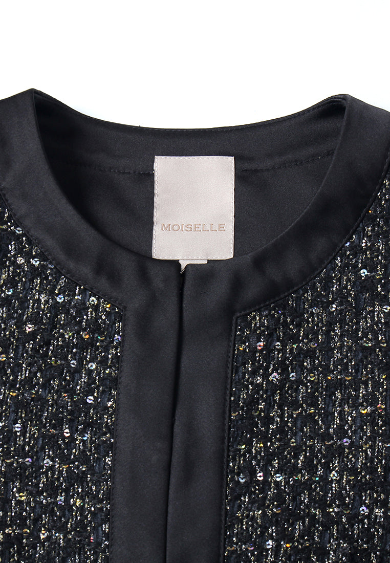 Noir Lurex Zip Tweed Jacket
