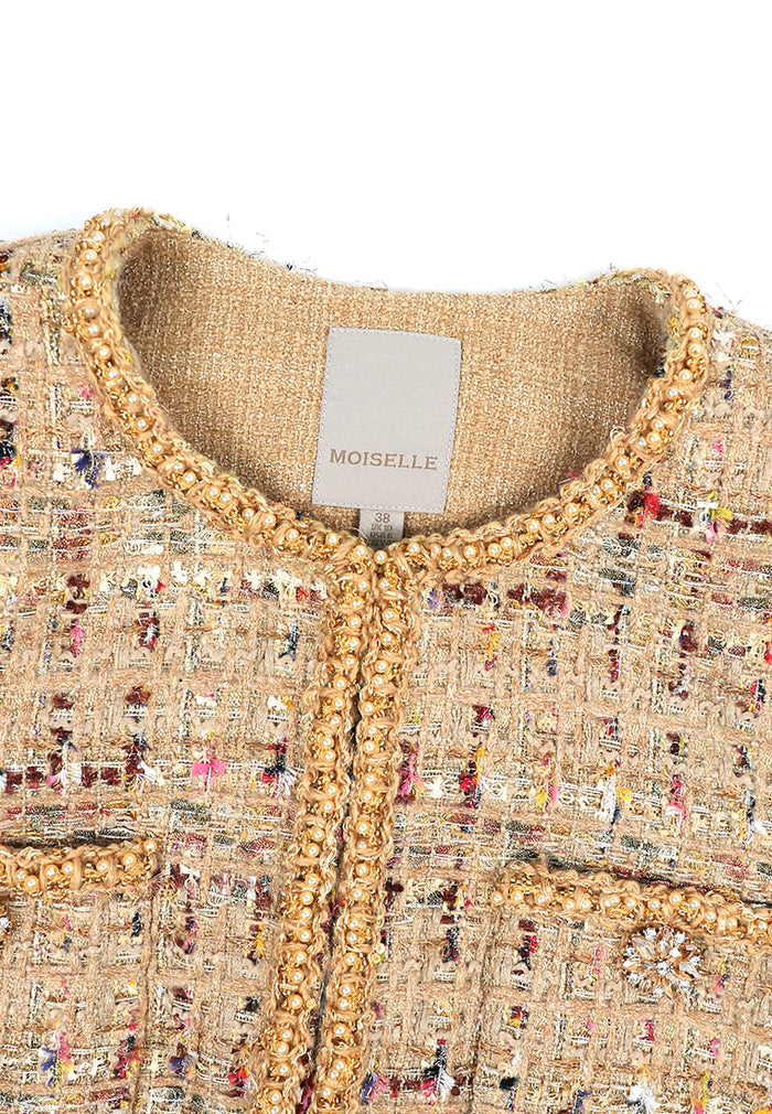Beige Tweed Tresse Doré Jacket