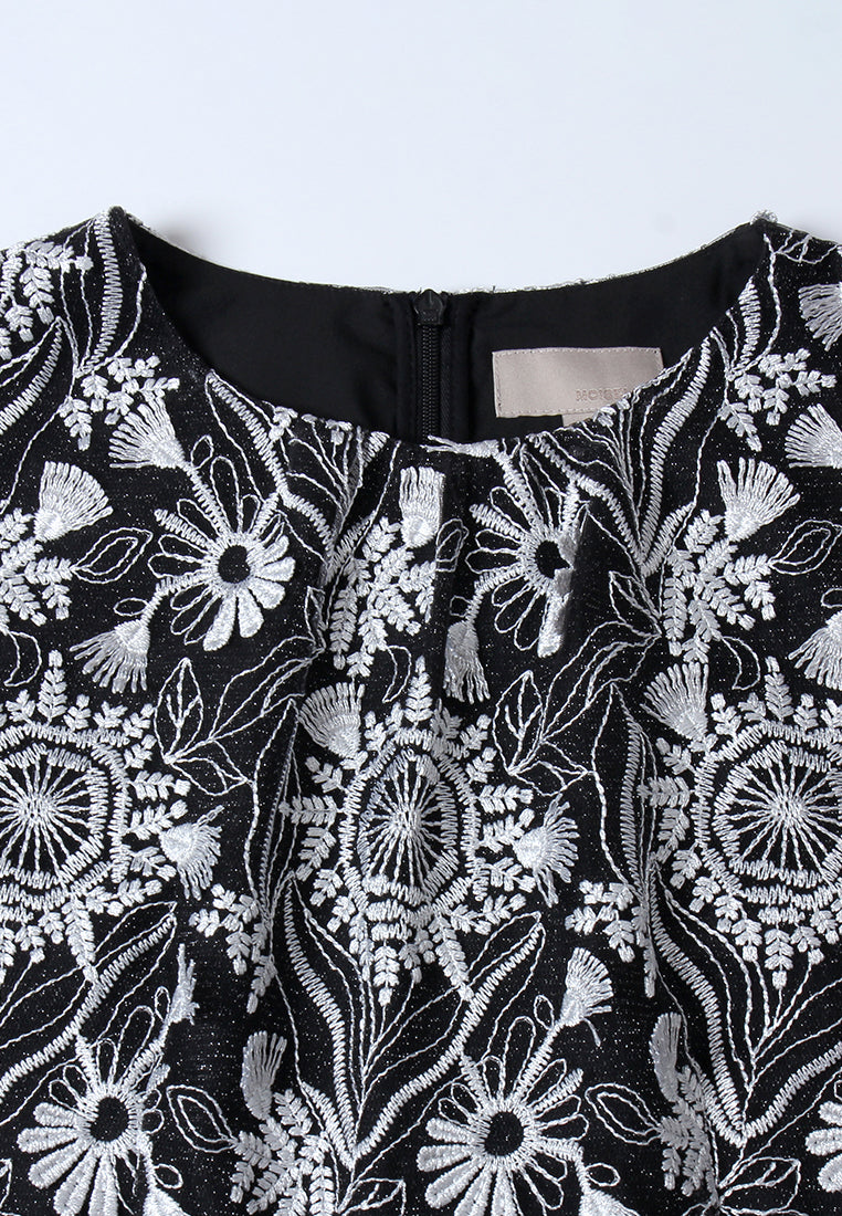 Midnight Bloom Peplum Dress