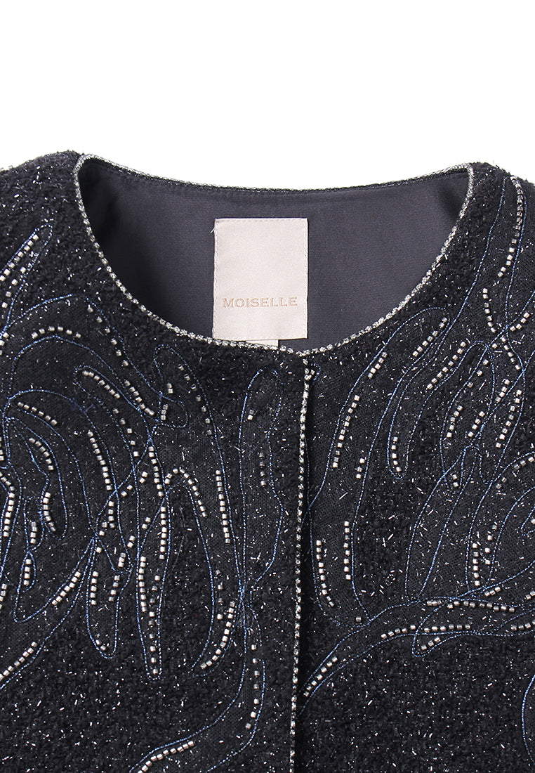 Velora Sparkle Embroidered Tweed Jacket