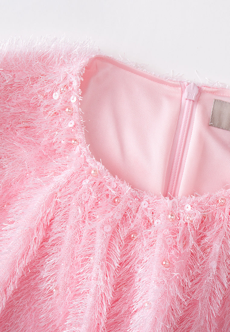 Fuzzy Puff-sleeve Blouse