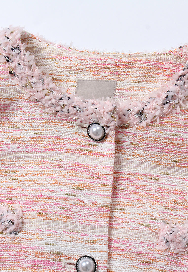 Baby Pink Weave Tweed Jacket