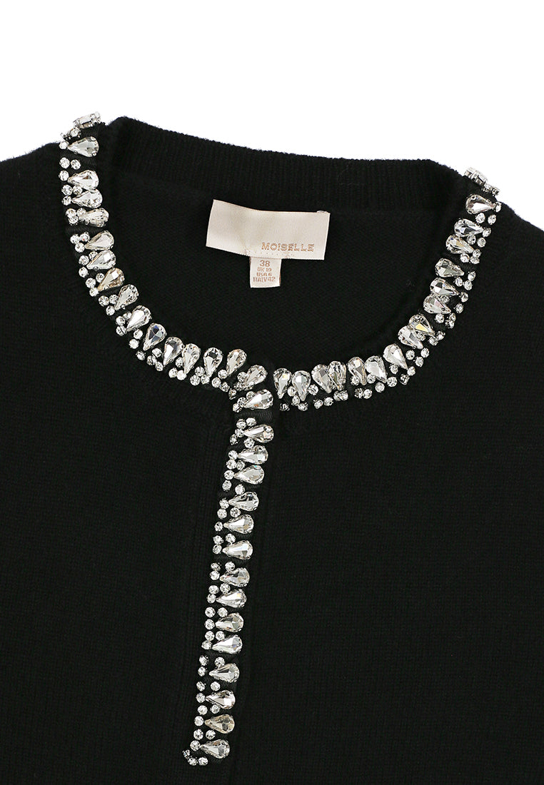 Noir Diamant Crystal-Trim Knit Jacket